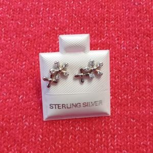 Women 925 Sterling Silver cubic‎ zircon Jewelry  Earrings Stud Flowers